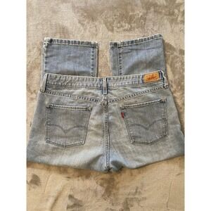 Levis Capri Jeans Womens 12 Light Blue 515 Stretch Denim Straight Leg Mid Rise